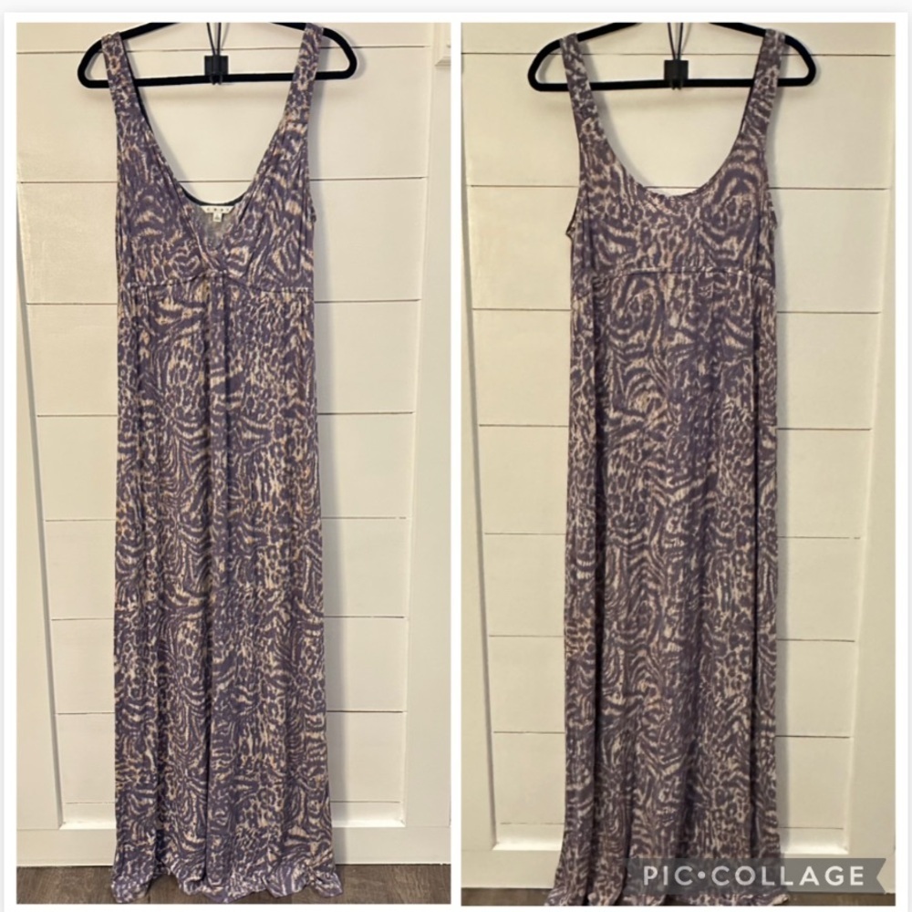 CABI L woman abstract purple gold Patio sleeveless maxi dress coastal boho chic - Picture 2 of 14